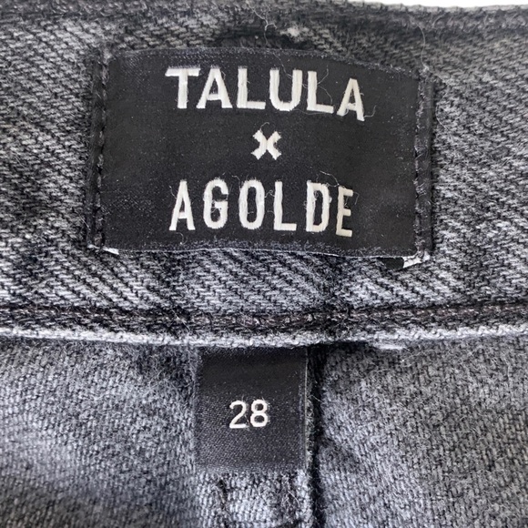 ARITZIA Talula X Agolde High Rise Taper Jeans Raw Hem Black Wash Women’s Size 28 - Picture 10 of 16